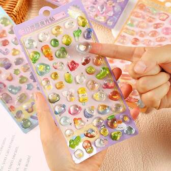 3D-präglade scrapbookingklistermärken för barn, klistermärken med ädelstenskristaller, söta klistermärken för telefondekoration, små presenter till festivalfester, belöningar