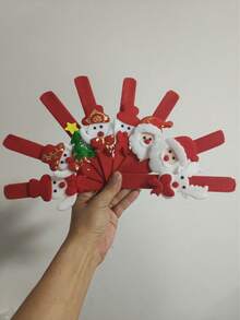 12/24 件圣诞节节日腕带套装 - 各种圣诞老人、雪人、驯鹿、熊设计 - 非电动节日派对手环，适合圣诞节庆祝活动、酒吧和聚会 - 彩色 - 查看 10