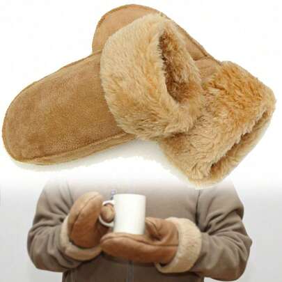 Premium Suede Fleece Work Gloves With One-Piece Cut Design, Durable Cold Weather Safety Gloves For Outdoor Construction Woodworking And Winter Hand Protection