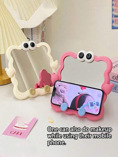 1个饼干造型可调节桌面化妆镜，高清，适合学生宿舍、梳妆台使用，价格实惠，可作圣诞礼物、化妆品、化妆工具、廉价商品、礼品、女士礼品、圣诞礼物