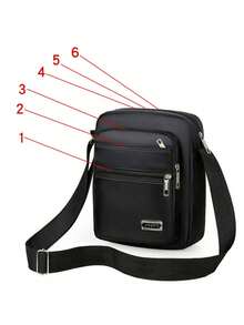 1个简约时尚单肩包，男士休闲单肩包，简约斜挎帆布手提包，带侧袋 - 彩色 - 查看 9