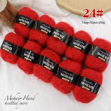 10 Balls/Pack, Long Mohair Alpaca Knitted, Knitting Yarn For Sweaters, Vests, Shawls, Hand-Knitting Yarn In Multiple Colors, Fine Mohair, Warm And Skin-Friendly