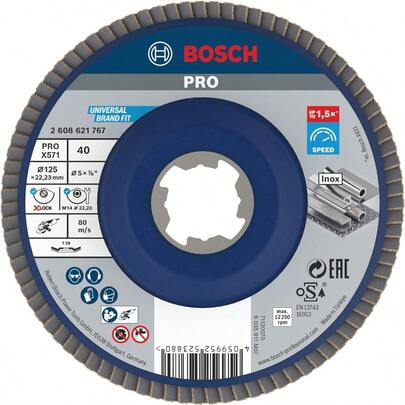 Bosch Accessories Professional 1x Angled Flap Disc X571 Best For Metal Cast Iron Sheet Metal XLock Ø 125 Mm G 40 Accessories For Angle Grinders