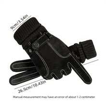 1 Pair Of New Men's Autumn And Winter Thickened Warm Gloves Cycling, Outdoor Sports, Mountaineering, Skiing, Camping, Fashion - màu đen - Xem 6
