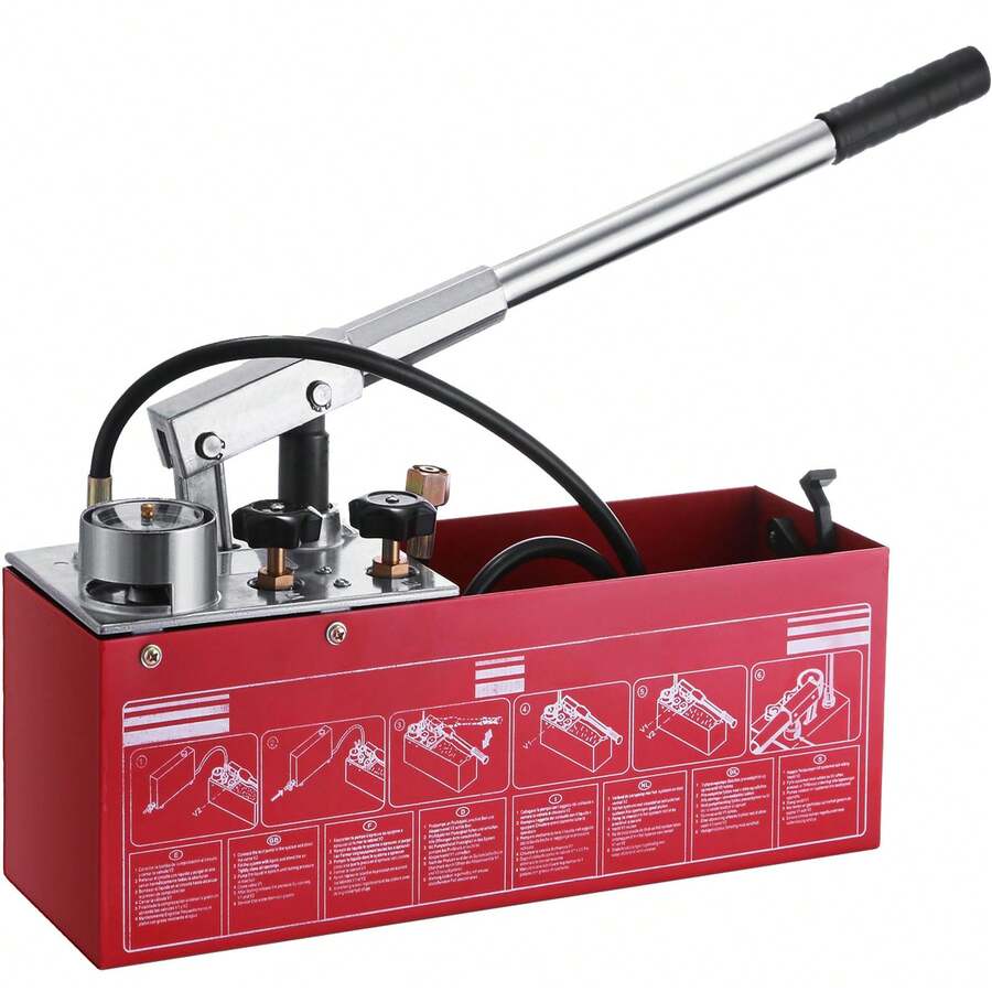 Bomba de prueba de presión hidráulica 50 bar Bomba de prueba de presión manual 726 PSI Tanque de 3,2 galones 45 ML 1/2" BSP Bomba de prueba hidrostática para tuberías de presión contenedor riego bomberos (bomba de prueba 50 bar) - 50 bares - Ver 1