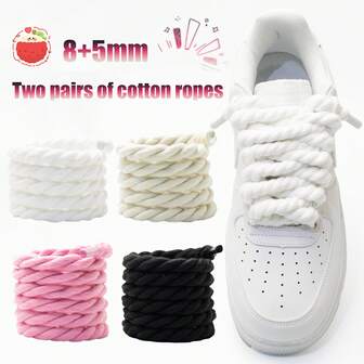 2双8毫米粗彩色编织鞋带
