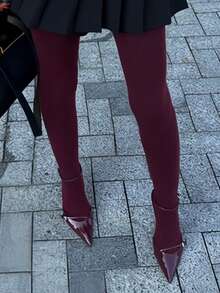 Burgundy Sexy Pantyhose - Rich Burgundy Tights, Create A Bold And Confident Evening Look - Burgundy - View 4