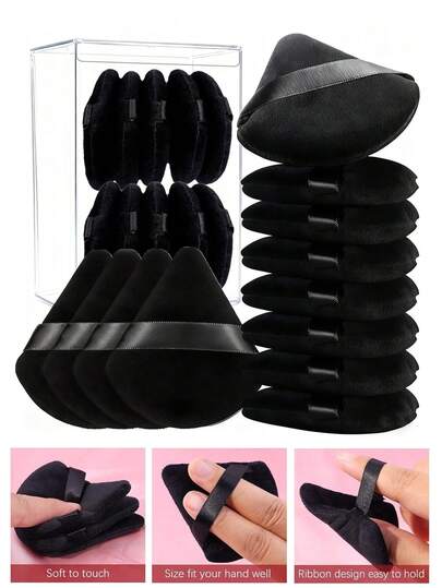 12 piezas de esponjas de maquillaje triangulares reutilizables, herramientas cosméticas multiusos para base de maquillaje, corrector, BB cream, protector solar, cojín, rubor, etc. Reemplazo perfecto para brochas, ideal para viajes y uso en el hogar