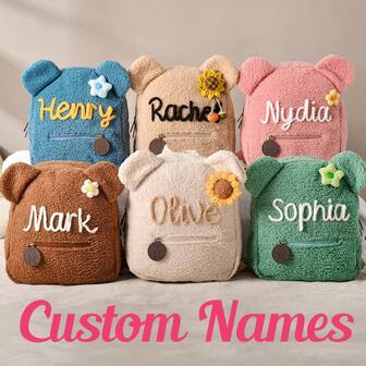 Anpassad nallebjörnsryggsäck för barn, personlig fluffig nallebjörnsryggsäck, presenter till första skoldagen, ryggsäck för småbarn, barnryggsäck, ryggsäck för småbarn, barnryggsäck, ryggsäck för förskola, presenter till barn