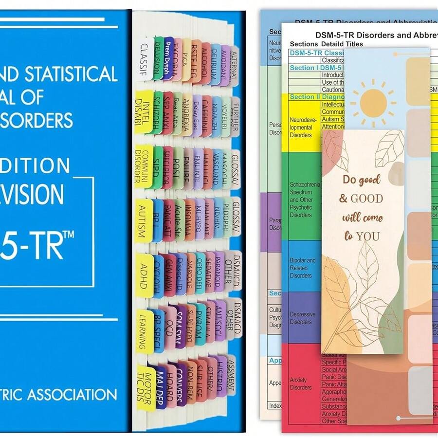 2022 New DSM-5-TR Index Tabs, Color-Coded And Laminated DSM-V TR Tabs, Including 18 Blank Ones, With Alignment Guide And Bookmark{Inchcolorinch:InchMulticolorinch} - 多色 - 查看 1