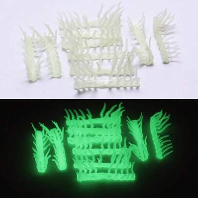 10pcs Glow-In-The-Dark Bionic Shrimp Legs For Sea Fishing Lures, Transparent Wooden Shrimp Legs Fake Bait Lures For Squid Fishing, Fishing Tackle Accessories