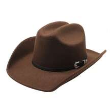 JEWELRYWE Western Cowboy Hat With Buckle For Men Women, Classic Wide-Brimmed Roll Up Felt Hat, Outdoor Fedora Hat, Birthday Anniversary Christmas Gift - 咖啡棕 - 查看 13