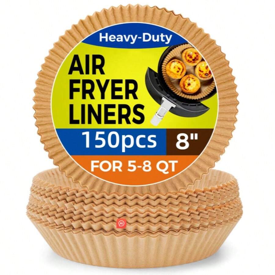 Air Fryer Paper Liners Disposable: 150PCS Non-Stick Air Fryer Parchment Paper, Baking Liner For Baking Roasting Microwave (8IN-Round)