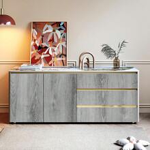 1卷加厚灰色木纹橱柜墙纸，房间装饰木纹贴纸，可剥离粘贴，复古风格，自粘可移除灰色木纹贴纸，适用于厨房装饰、卧室装饰、台面、橱柜、抽屉、衣柜、架子、墙面装饰。 - 灰色 - 查看 9