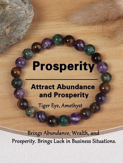 Tigerauge & Amethyst Armband für Frauen und Männer, Glück, Angstlinderung, Selbstvertrauen, Heilkristall Schmuckgeschenk für Wohlstand, Fülle und Stressabbau