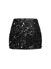 Unadoll Women's Sexy & Elegant Sequin Bodycon Mini Skirt, Suitable For Cocktail Parties, Weddings, Guest Events, Parties, Valentine's Day And Other Occasions - Black - View 5