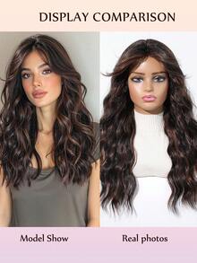 24 Inches Curly Wigs Body Wave Brown Highlight Wig With Split Bangs Full Of Volume And Life Polished And Professional Natural Textured Wave Natural Look Vigorous Tidal Go From Drab To Fab In 5 Mins Synthetic Wigs Cosplay Wigs Party Wigs Suitable For Daily Party Festival And Cosplay Wigs For Women Hairstyle Christmas Wig - 挑染棕色 - 查看 2