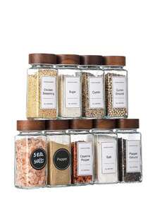 120ml Square Seasoning Bottle Pepper Seasoning Bottle, Glass Spice Jar Set - Rust-Proof Transparent Spice Container With Wooden Lid For Kitchen And Restaurant Use, Novelty Salt Shaker, Plain Design. Square Seasoning Bottle Pepper Seasoning Bottle 120ml Acacia Wood Lid 24-Pack Seasoning Jar Spice Bottle