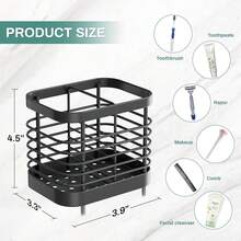 Black Toothbrush Holders Wall Mounted For Shower, Bathroom Electric Tooth Brush Holder Storage Organizer For Shower,  Toothpaste Caddy Stand For Bathroom, House Essentials For New Home{Inchsize_nameinch:Inch2Slotsinch,Inchcolor_nameinch:InchBlackinch} - màu đen - Xem 7