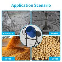 TABU 5.5 Cu.Ft Electric Concrete Mixer, Portable Cement Mixer, Mortar Mixing For Stucco/Seeds, Freestanding Cement Mixing Tools With Wheels For Stucco, Orange/Blue/Green