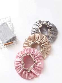 1/2pcs Waterproof Bath Hat Bathroom Shower Hair Cover Women Supplies Shower Cap Adult Shower Bath Bathing Caps Bathroom Shower Caps,Lovely Thick Women Shower Satin Hats Bath Bathroom Caps Hair Cover Double Waterproof Bathing Cap - Multicolor - View 3