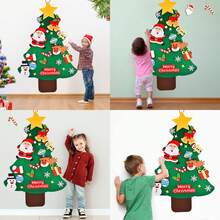 MOLOLAN Set Árbol de Navidad de fieltro DIY con luces, muñeco de nieve de Navidad, Papá Noel y diseño de corona de Navidad, decoraciones de árbol de Navidad, adornos navideños, decoraciones navideñas, decoración de fiesta de Navidad, Nochebuena, decoración de habitación navideña, regalos de Navidad, decoración de pared navideña, decoraciones navideñas para el hogar, decoraciones colgantes navideñas, decoración navideña, bolas de Navidad, regalos de Navidad, Navidad, decoración de Año Nuevo 2026 - Árbol de Navidad de fieltro - Estilo Papá Noel - Ver 8