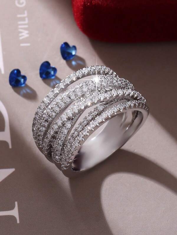 1 قطعة خاتم فاخر متقاطع لامع، مناسب للرجال للارتداء اليومي، الرياضة، الحفلات والمناسبات الأخرى