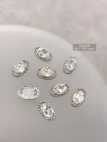 5Pcs/30Pcs/50Pcs Mixed Size Luxury Nail Rhinestone Decorations, New Sparkling Alloy Stacked Rhinestone, Crystal Oblique Heart & Square Nail Charms, Diy Nail Supplies Nails Nail Gems