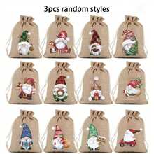 12pcs Christmas Burlap Gift Bags | Santa Claus Linen Drawstring Bag Set For Holiday Party Gifts And Jewelry Storage - Suitable For Christmas And New Year Party Supplies(3/6/12pcs)