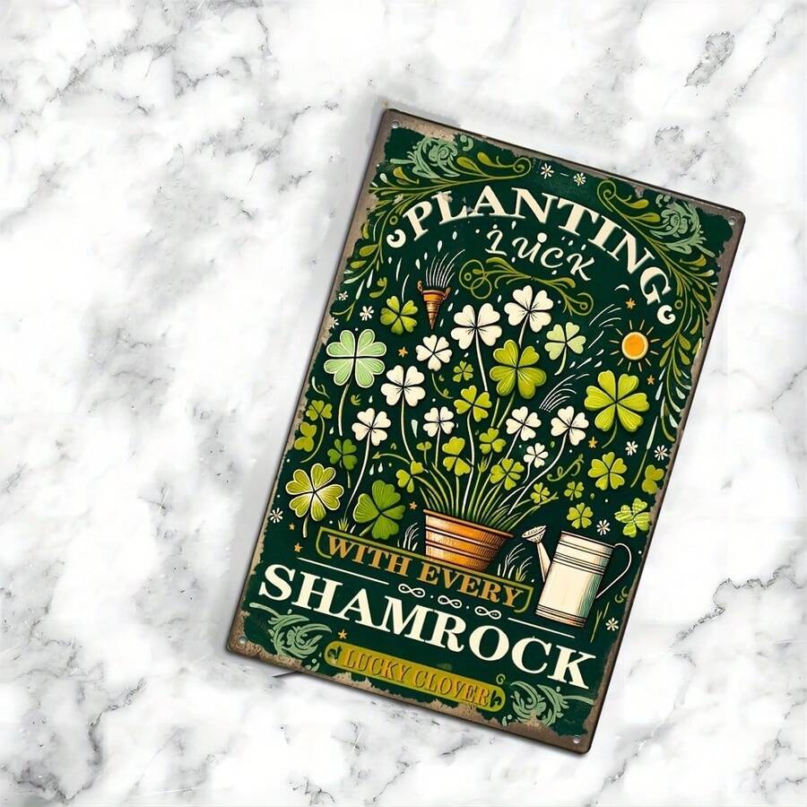 1pc"Planting Luck With Every Shamrock." Shamrock Sign, St. Patrick's Day Decorations, Metal Art Poster, Funny Wall Decor, Funny Bathroom Decor, Funny Apartment Decor, Humorous Decor, Farmhouse Decor, Garage Decor, Dorm Decor, Bar Decor, Restroom Decor, Cafe Decor, 12x8 In.