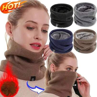 1pc Thick Double-Layer Stretch Thermal Neck Warmer, Outdoor Cycling Skiing Running Protective Mask