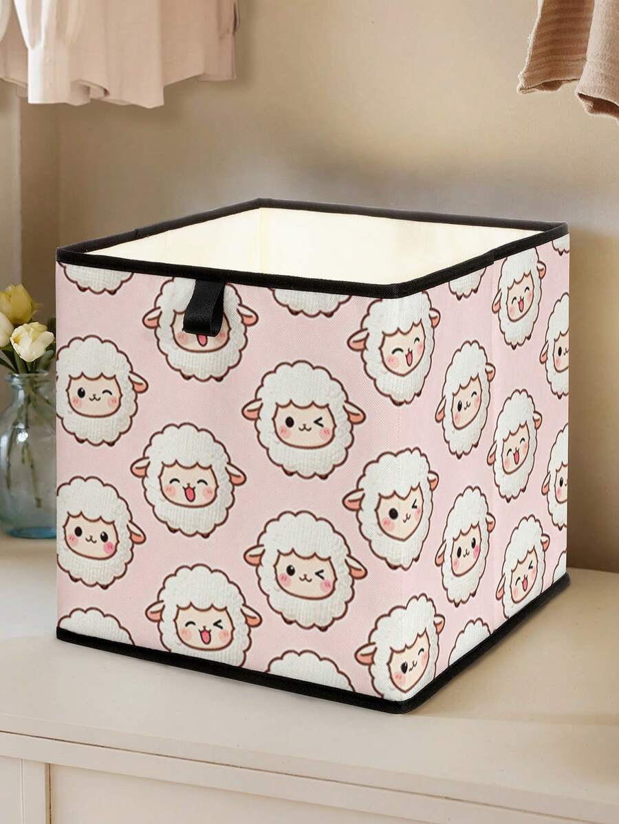 1pc Cartoon Sheep Pattern Open Storage Box, Stackable Organizer Drawer, Durable Multi-Purpose Design Saves Space For Home, Dorm, Household Organization, Under Bed Storage,Dorm Room - Multicolor - View 1