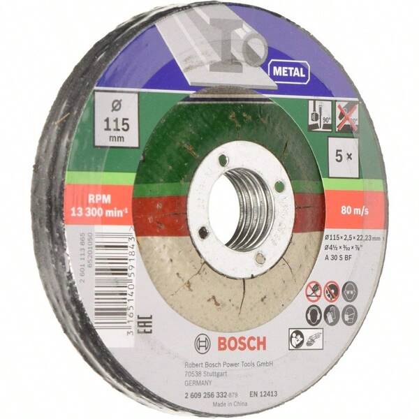 Bosch Accessories Bosch 5x Cutting Disc For Metal With Depressed Centre Ø 115 Mm Accessories For Angle Grinders