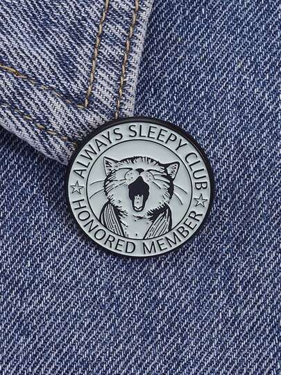 1pc ALWAYS SLEEPY CLUB Cat Enamel Needle Cute Cartoon Animal Brooch Clothes Backpack Accessories Jewelry Gifts For Friends