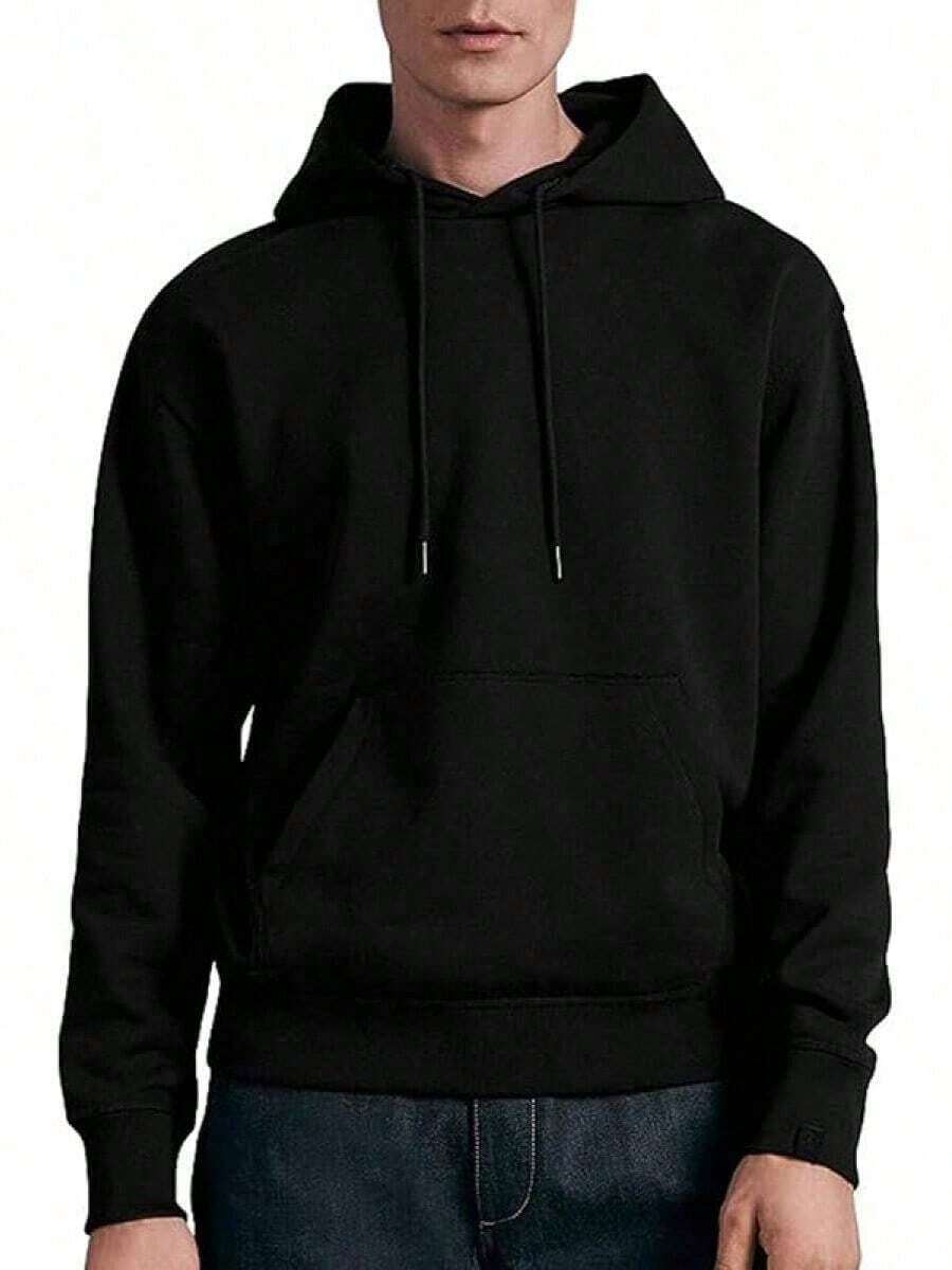 Hot SellerSummer BestsellersMen's Hoodie Fleece Pullover Long Sleeve Hooded Sweatshirt Solid Color Drawstring Pocket Hoodie (S-3XL)Supple - Red - View 1
