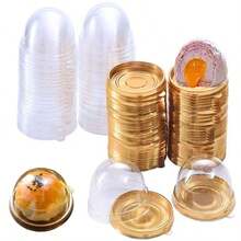 5/20/50/100/200个装可重复使用透明盖纸杯蛋糕盒 - 圆形中秋节月饼模具盒，适用于圣诞节、万圣节、婚礼、生日甜点 - 厨房收纳整理用品及配件，蛋糕容器 - 彩色 - 查看 12