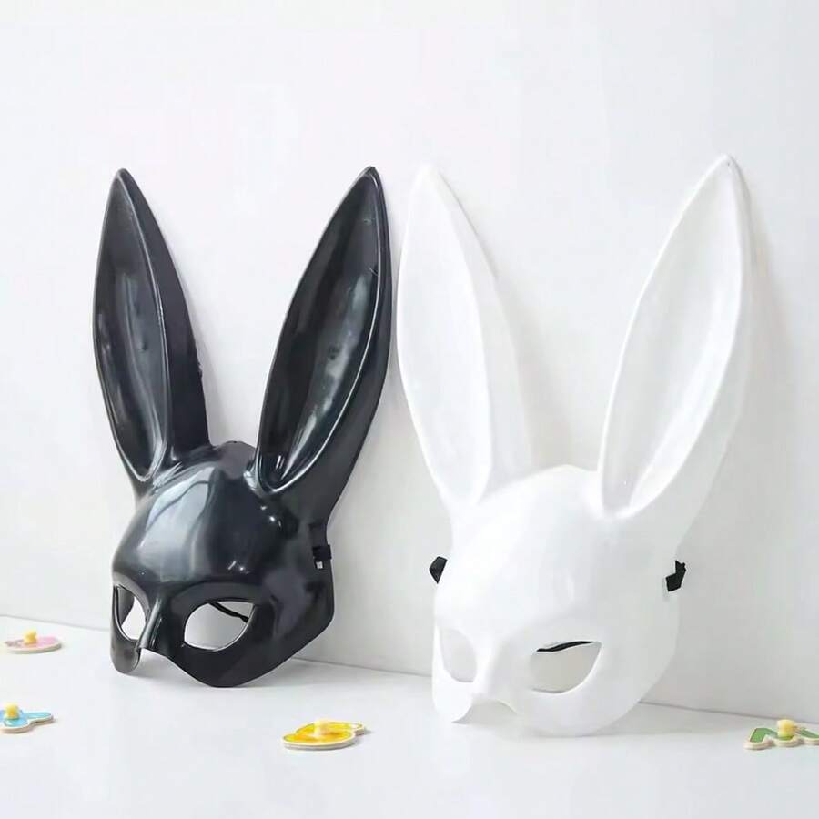 Black White Rabbit Mask Halloween Party Decoration Party Long Ears Rabbit Bunny Mask Costume Cosplay - Multicolor - View 1