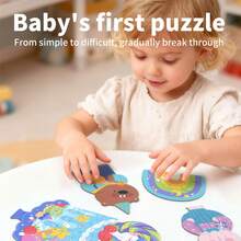 礼盒装拼图，动物数字拼图等4种款式，适合儿童的平面拼图，学前双面拼图，益智拼图游戏，适合男孩女孩，生日礼物，圣诞礼物 - 大塊雙面拼圖 - 查看 5