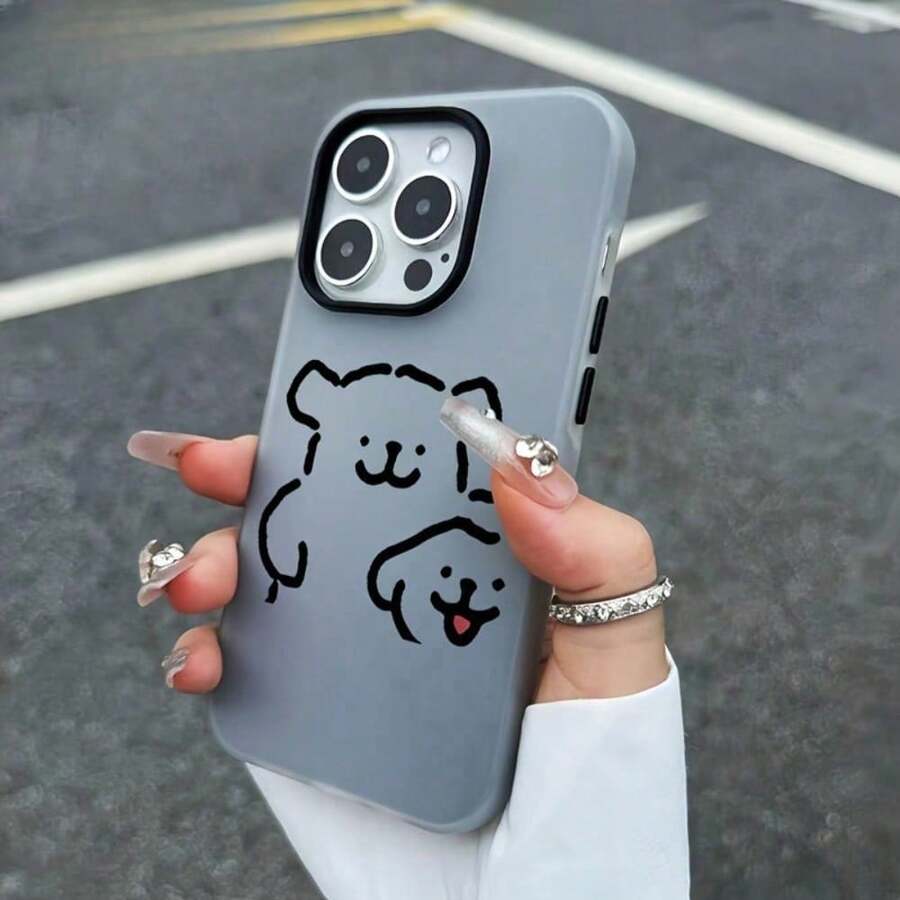 Modelos 16/16 Plus/16 Pro/16 Pro, 15/15 Plus, 14, 13 y 12: elegante funda exterior de TPU + interior de PP 2 en 1 con diseño de patrón: amigos y familiares, accesorio para teléfono inteligente de moda - Negro - Ver 1