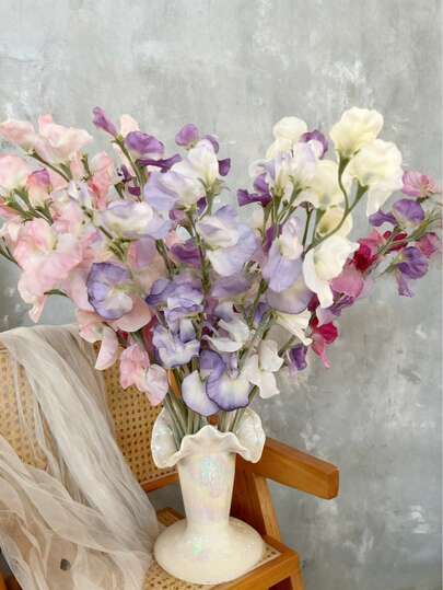 1 pieza Flores artificiales de guisante dulce, flores silvestres de primavera falsas, tallos de flores de seda falsas de guisante dulce para arreglos florales para bodas, fiestas y decoración del hogar