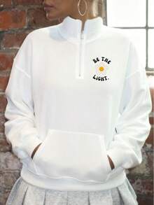 Sweat-shirt-shirt à demi-zip à manches longues avec poches, taille oversize et normale, pour femmes. Idéal pour l'automne/l'hiver, Halloween, Noël. Hauts pour sortir. Sweat-shirt-shirt chic pour femmes.