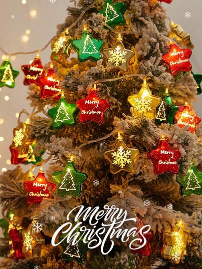 1pc Christmas Tree String Lights, LED Hanging Lamp Romantic Electroplated Balls, Suspended Luxurious Atmosphere, Battery Powered, Rope Ball For Christmas Decoration, Christmas Tree Ornament For Home Party, Batteries Not Included