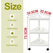 Three-Tier Triangular Storage Shelf, Kitchen Shelf, Stable Structure, Movable Shelf, Space-Saving, Easy To Assemble, Suitable For Corners Of Bathrooms, Toilets, Kitchens, Rooms, Etc. (White, 32.5 X 32.5 X 73.3 Cm) - White,32.5x32.5x73.3cm - View 6