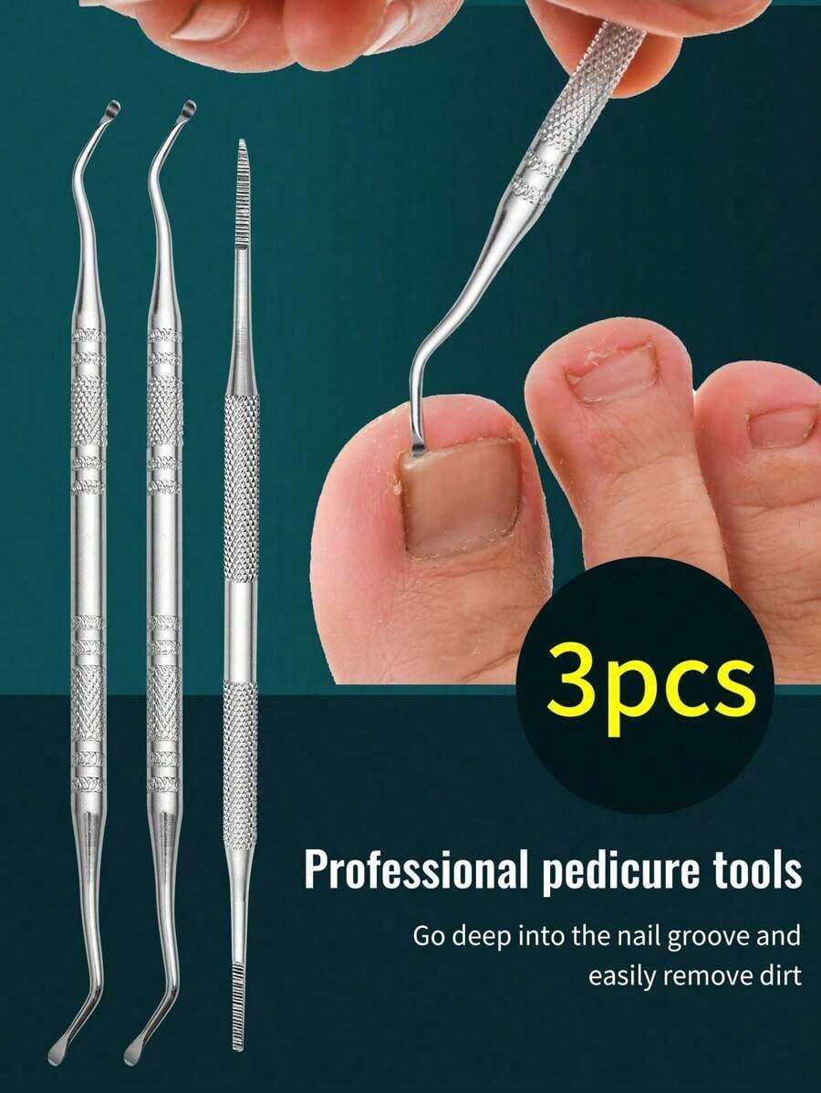 Toenail Tool Kit - Toenail Lifter & Foot File Set, Stainless Steel Nail Cleaner & Foot Care Tools, With Tin Storage Box For Ingrown Toenail Treatment - Silver - View 1