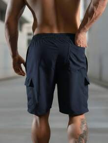 Plus Size Cargo Shorts, Sizes S To 3XL, With 5 Pockets. Comfortable, Made Of Tactel And Elastane Material. - 藏蓝色 - 查看 2