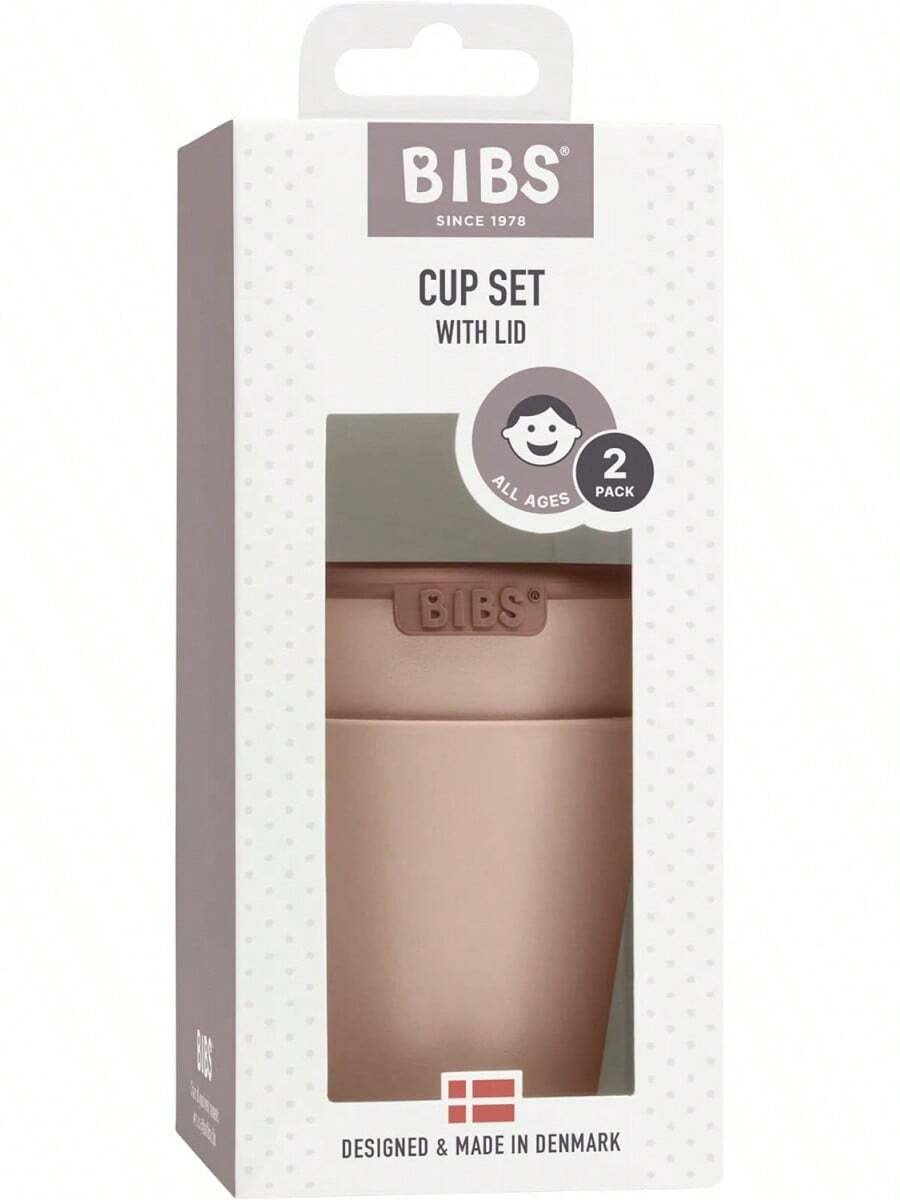 BIBS Cup Set For Or Toddler 2-Pack, Made In Denmark, 100% Material, Non-Slip And Dishwasher.Made In Denmark.(Blush/Woodchuck)