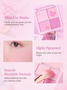 Dasique 4-Color Matte Blush Palette, Highly Pigmented Long-Lasting Luminous Blush Makeup, Fashion Cosmetic Brand For Women, Essential Christmas Gift, Bridal Wedding Makeup, Summer, Valentine's Day, Vacation - #06 Berry Smoothie - View 4