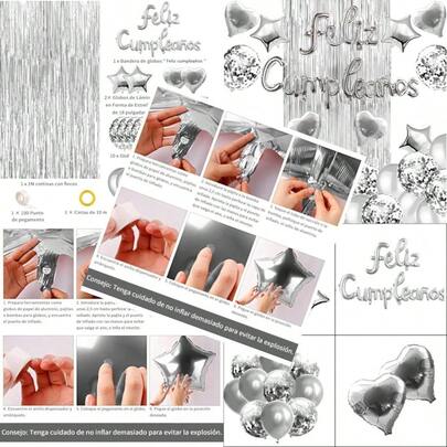 Set de globos para cumpleaños Juego De Globos Decoraciones para Fiestas globos con pancarta de feliz cumpleaños para mujeres y Hombres