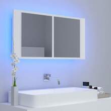 vidaXL LED-Bad-Spiegelschrank Weiß 90x12x45 Cm Acryl - Bianco - Visualizzare 3