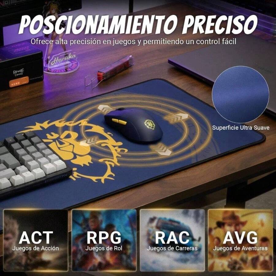 Mouse Pad Gaming de Red Alliance, Pad Mouse de 80x30cm, Tapete Escritorio Profesional Para Teclado y Mouse, Alfombrilla Antideslizante Doble Costura, Porttil, Mousepad JuegosOficina - Azul - Ver 1